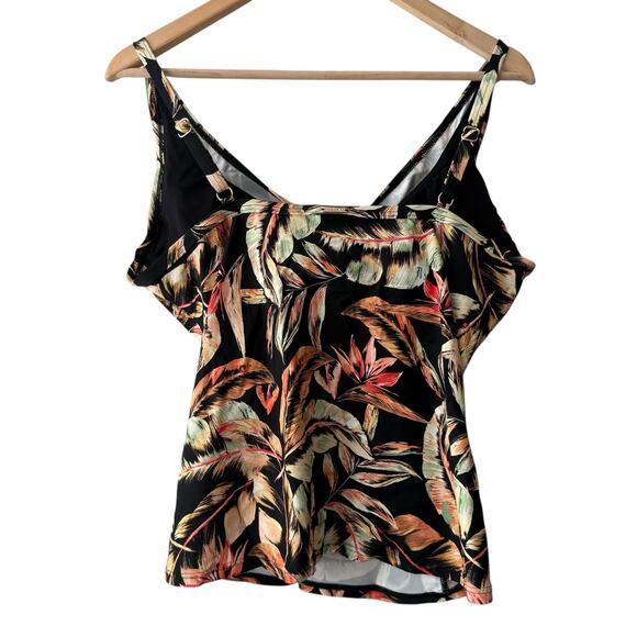 Sunsets Retro Retreat Simone Black Tropical Floral Tankini Swim Top Size 40D/42C - Picture 7 of 11